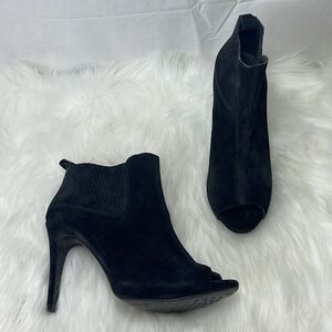 Pedro Garcia Black Suede Stiletto Heel Booties Sz 38.5/ US 6.5-7